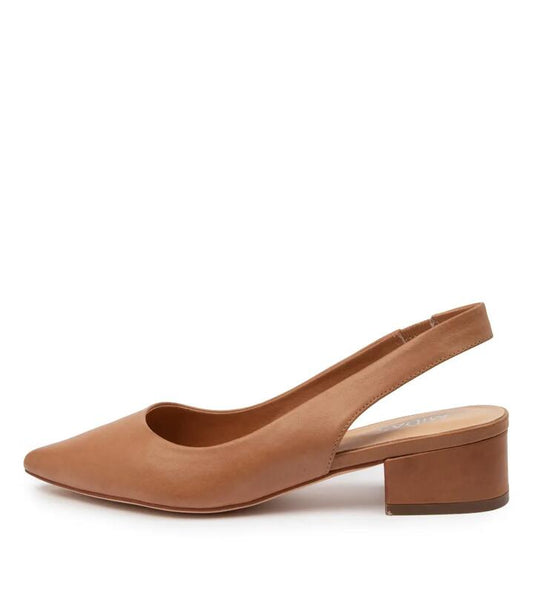 Image of Heels. Productname: Thelma Tan Leather Heels in TAN colour by brand - MIDAS