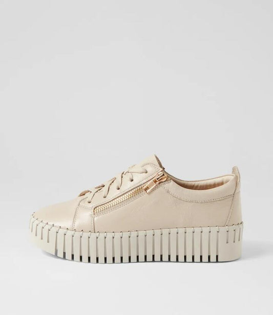 Image of Sneakers. Productname: Braelyn Almond Leather Sneakers in Almond-Almond Sole colour by brand - MIDAS