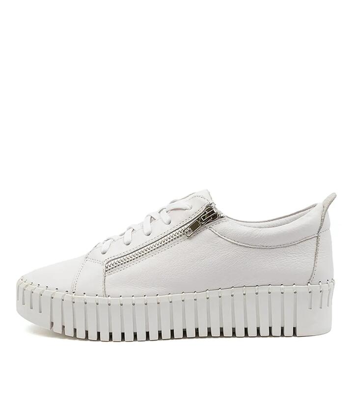 Image of Sneakers. Productname: Braelyn White Leather Sneakers in WHITE colour by brand - MIDAS