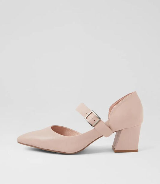 Image of Heels. Productname: Matcha Rose Leather Heels in ROSE colour by brand - MIDAS