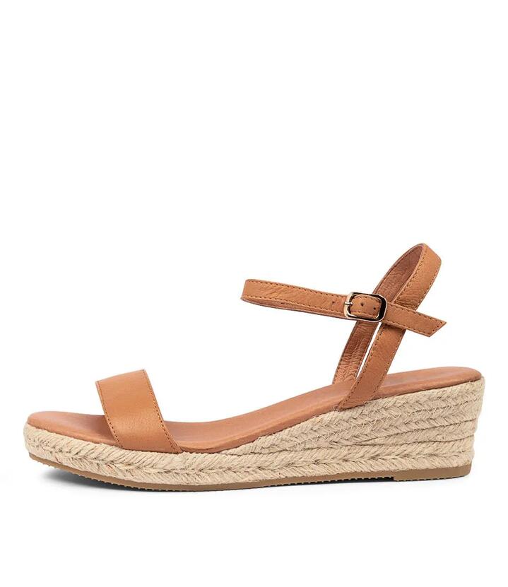 Image of Footwear. Productname: Sofi Dk Tan Leather in DK TAN-NATURAL ROPE colour by brand - MIDAS