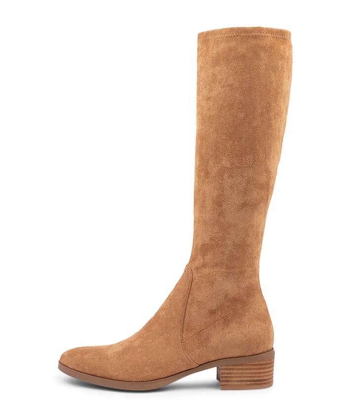 Image of Boots. Productname: Tenley Camel Stretch Microsuede Knee High Boots in CAMEL colour by brand - MIDAS