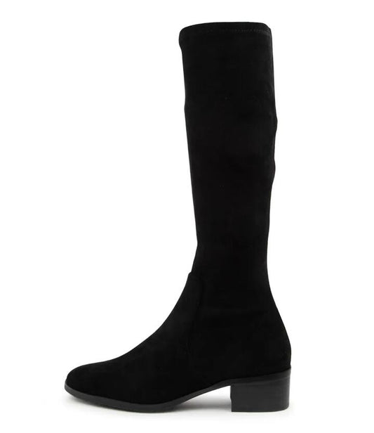 Image of Boots. Productname: Tenley Black Microsuede Knee High Boots in BLACK colour by brand - MIDAS