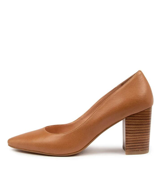 Image of Heels. Productname: Sabine Tan Leather Heels in TAN colour by brand - MIDAS