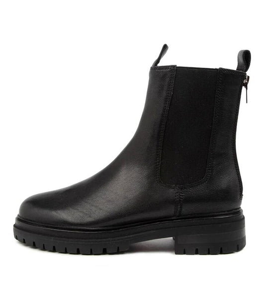Image of Boots. Productname: Apparent Black Leather Chelsea Boots in BLACK colour by brand - MIDAS