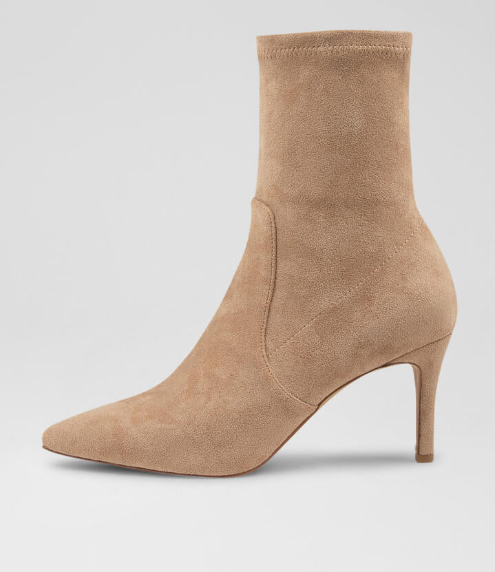Image of Boots. Productname: Beauty Camel Microsuede Ankle Boots in Camel colour by brand - MIDAS