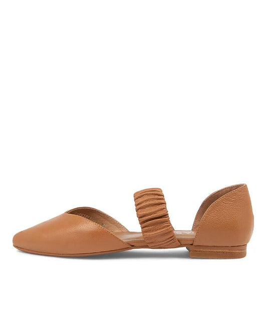 Image of Footwear. Productname: Garfield Dark Tan Leather Flat Shoes in DK TAN colour by brand - MIDAS