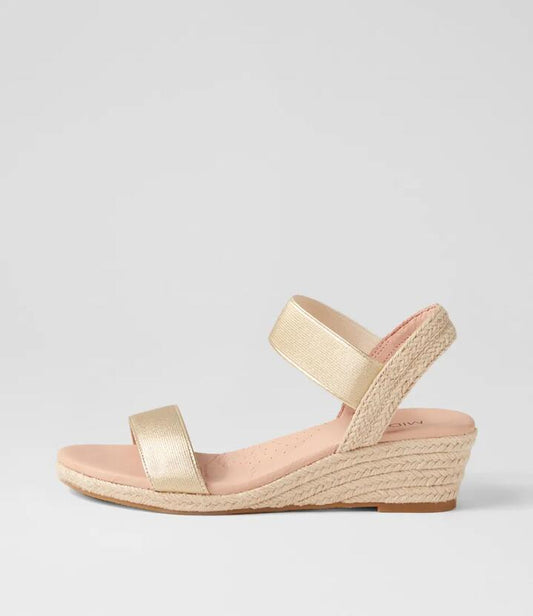 Image of Sandals. Productname: Halina Pale Gold Elastic Sandals in PALE GOLD colour by brand - MIDAS