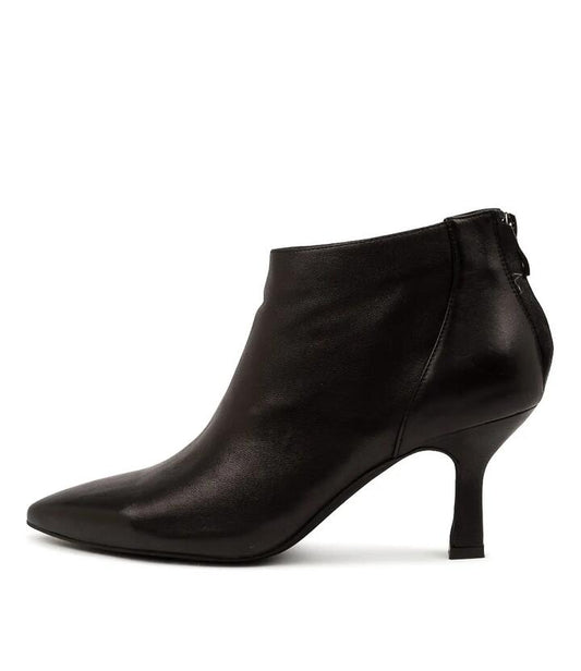 Image of Boots. Productname: Loral Black Leather Ankle Boots in BLACK colour by brand - MIDAS