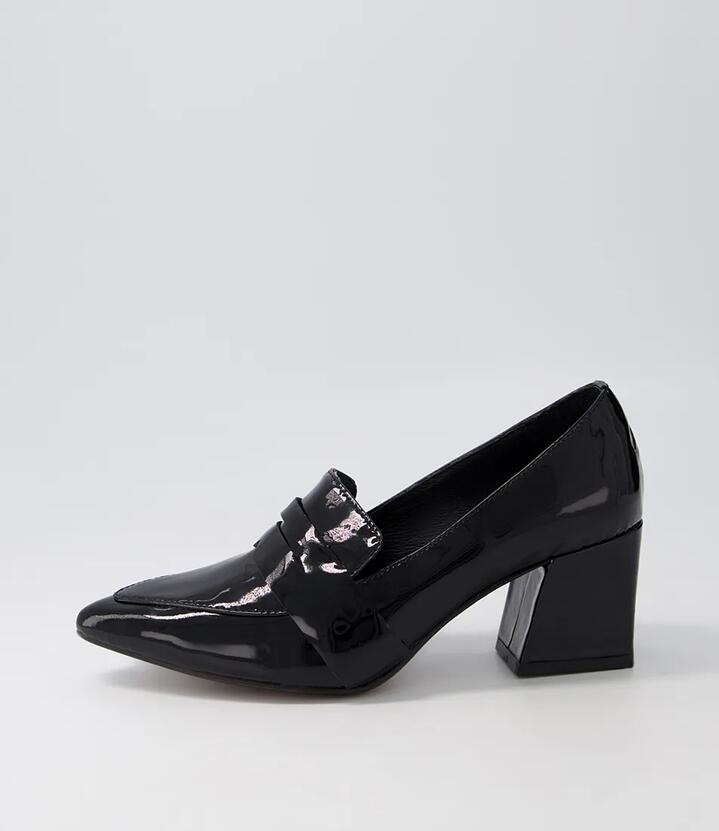 Image of Heels. Productname: Millsy Black Patent Leather Heels in BLACK colour by brand - MIDAS