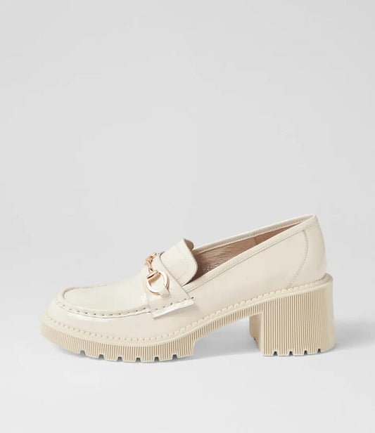 Image of Heels. Productname: Zoei Ivory Patent Leather Heels in IVORY colour by brand - MIDAS