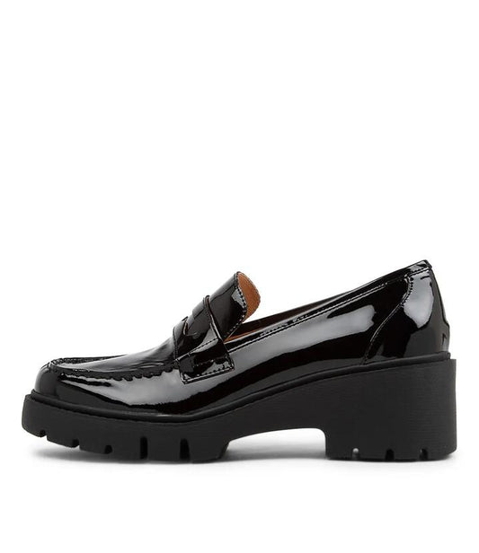 Image of Heels. Productname: Xana Black Patent Leather Heels in BLACK colour by brand - MIDAS