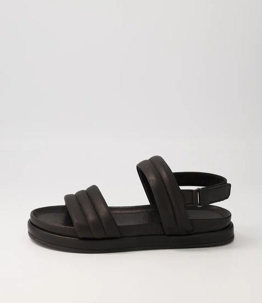 Image of Sandals. Productname: Milah Black Leather Sandals in BLACK colour by brand - MIDAS