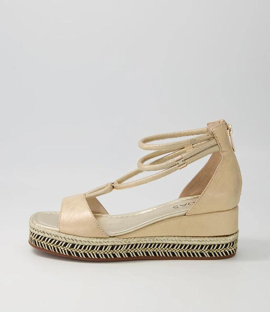 Image of Sandals. Productname: Xavia Sandy Shimmer Leather Sandals in SANDY colour by brand - MIDAS