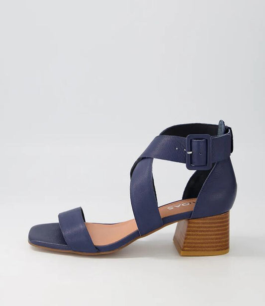 Image of Sandals. Productname: Farlane Navy Leather Sandals in NAVY colour by brand - MIDAS