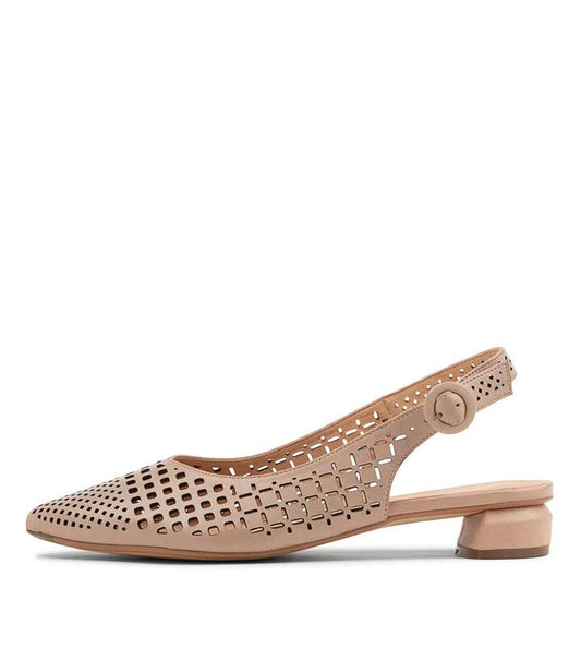 Image of Shoes. Productname: Favla Nude Leather Flat Shoes in Nude colour by brand - MIDAS