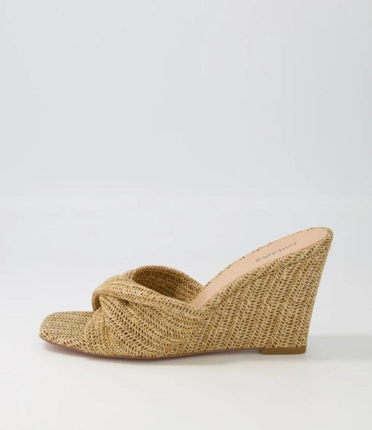 Image of Slippers. Productname: Kacha Natural Syn Raffia Slides in NATURAL colour by brand - MIDAS