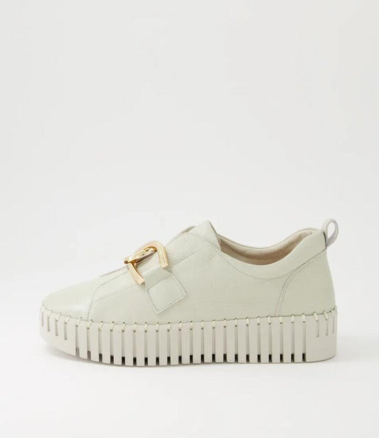 Image of Sneakers. Productname: Buckles Almond Leather Sneakers in Almond-Almond Sole colour by brand - MIDAS