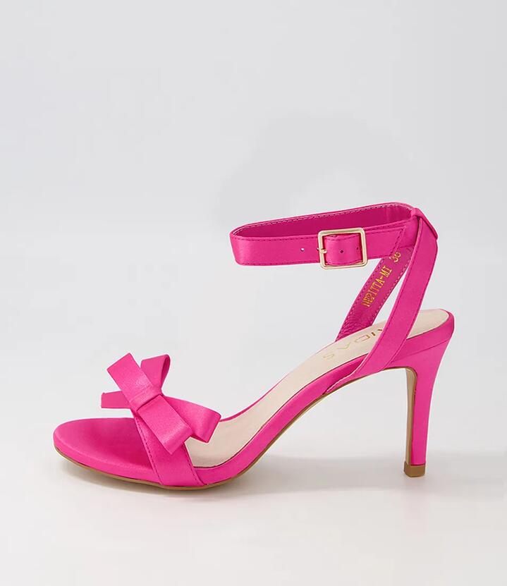 Image of Sandals. Productname: Nepitta Fuchsia Satin Sandals in FUCHSIA colour by brand - MIDAS
