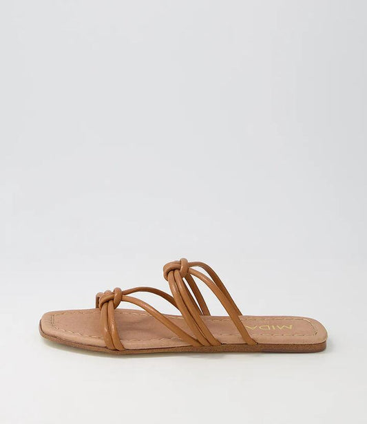 Image of Sandals. Productname: Lolli Dark Tan Leather Sandals in DK TAN colour by brand - MIDAS