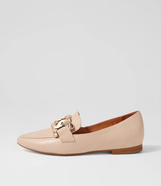 Image of Flats. Productname: Symona Nude Leather Loafers in NUDE colour by brand - MIDAS