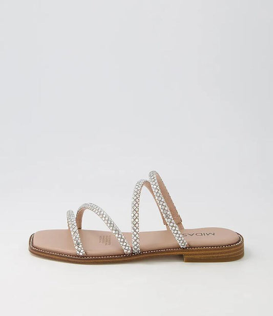 Image of Slippers. Productname: Fanto Silver Nude Jewels Slides in SILVER-NUDE colour by brand - MIDAS
