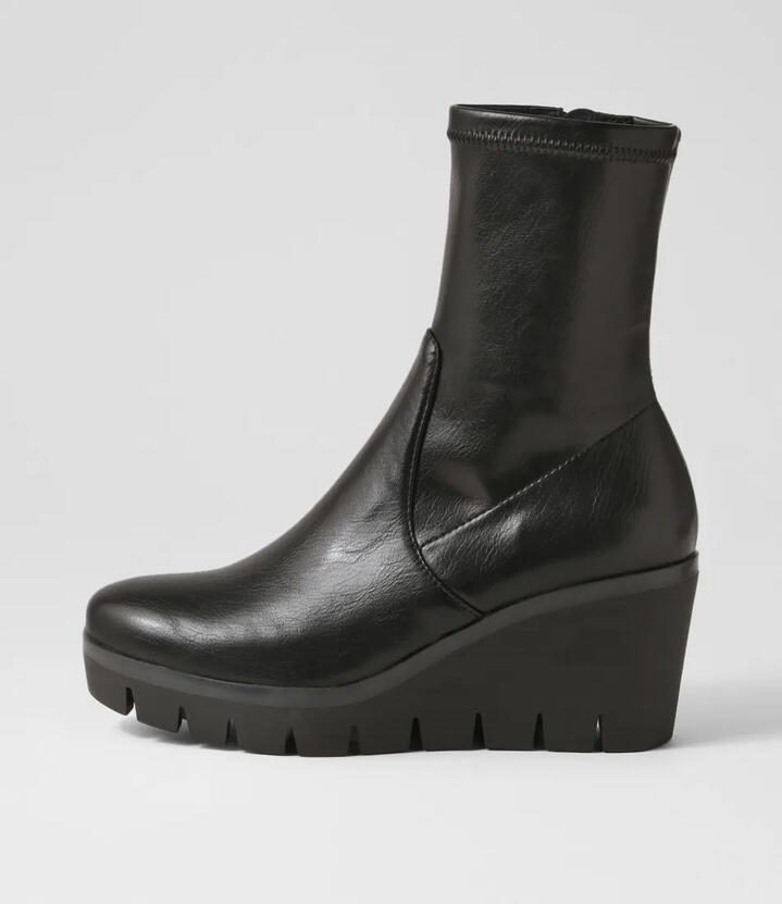 Image of Boots. Productname: Narro Black Stretch Ankle Boots in BLACK colour by brand - MIDAS