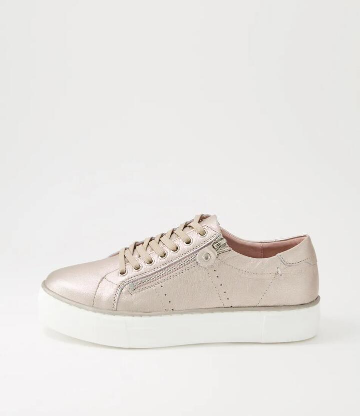 Image of Sneakers. Productname: Feema Platino White Leather Sneakers in Platino-White Sole colour by brand - MIDAS