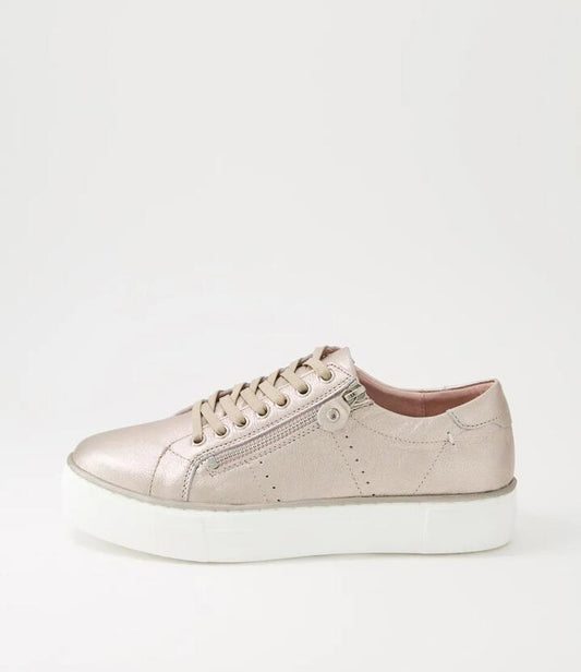 Image of Sneakers. Productname: Feema Platino White Leather Sneakers in Platino-White Sole colour by brand - MIDAS