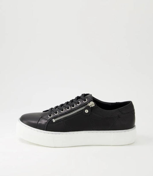 Image of Sneakers. Productname: Feema Black White Leather Sneakers in BLACK-WHITE SOLE colour by brand - MIDAS