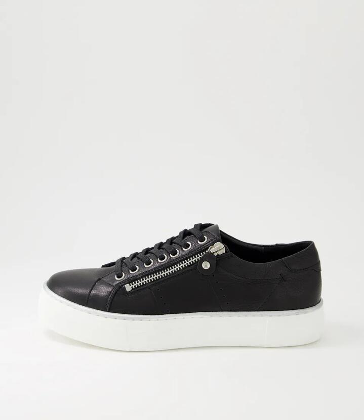 Image of Sneakers. Productname: Feema Black White Leather Sneakers in Black-White Sole colour by brand - MIDAS
