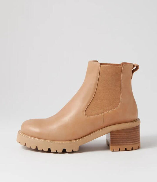 Image of Boots. Productname: Jessies Cappuccino Leather Elastic Chelsea Boots in CAPPUCCINO colour by brand - MIDAS