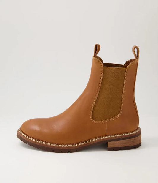 Image of Boots. Productname: Rokkie Tan Leather Chelsea Boots in TAN colour by brand - MIDAS