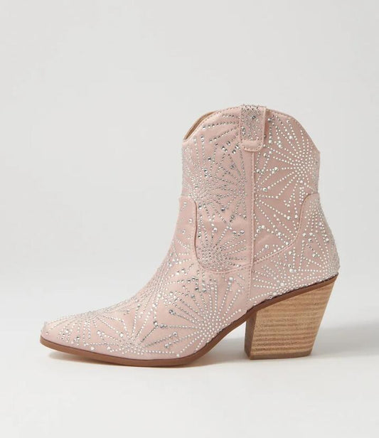 Image of Boots. Productname: Willowy Nude Jewel Fabric Ankle Boots in NUDE-JEWEL colour by brand - MIDAS