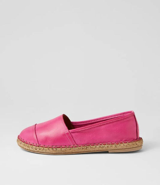 Image of Footwear. Productname: Tellars Fuchsia Leather Flat Shoes in FUCHSIA colour by brand - MIDAS