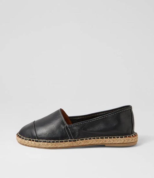 Image of Footwear. Productname: Tellars Black Leather Flat Shoes in BLACK colour by brand - MIDAS
