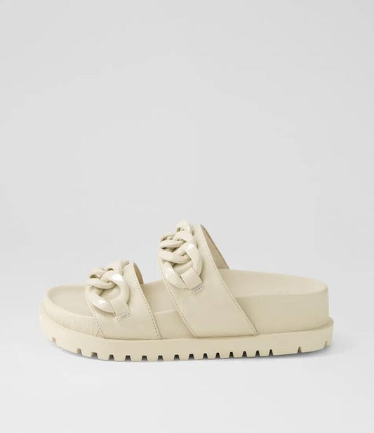 Image of Slippers. Productname: Ubabe Milk Leather Slides in MILK-MILK SOLE colour by brand - MIDAS