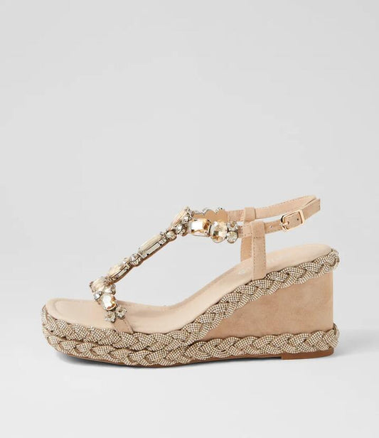 Image of Sandals. Productname: Vonto Latte Suede Jewels Sandals in LATTE colour by brand - MIDAS