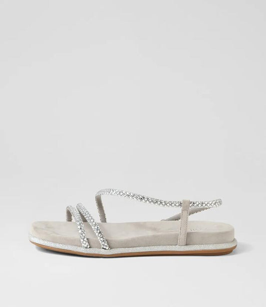 Image of Sandals. Productname: Yepper Silver Suede Jewels Sandals in SILVER-SILVER colour by brand - MIDAS