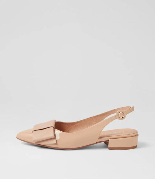 Image of Shoes. Productname: Evens Nude Patent Leather Flat Shoes in Nude colour by brand - MIDAS