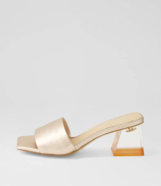 Image of Sandals. Productname: Riyana Rose Gold Leather Sandals in ROSE GOLD colour by brand - MIDAS