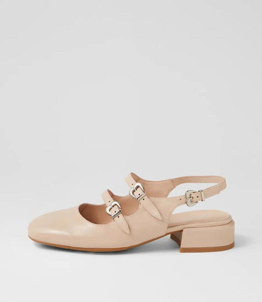 Image of Heels. Productname: Virazzo Nude Leather Heels in NUDE colour by brand - MIDAS