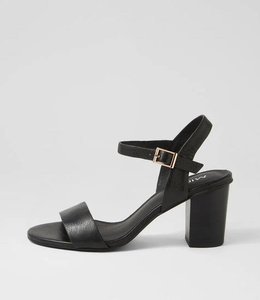 Image of Sandals. Productname: Lippee Black Leather Sandals in BLACK colour by brand - MIDAS