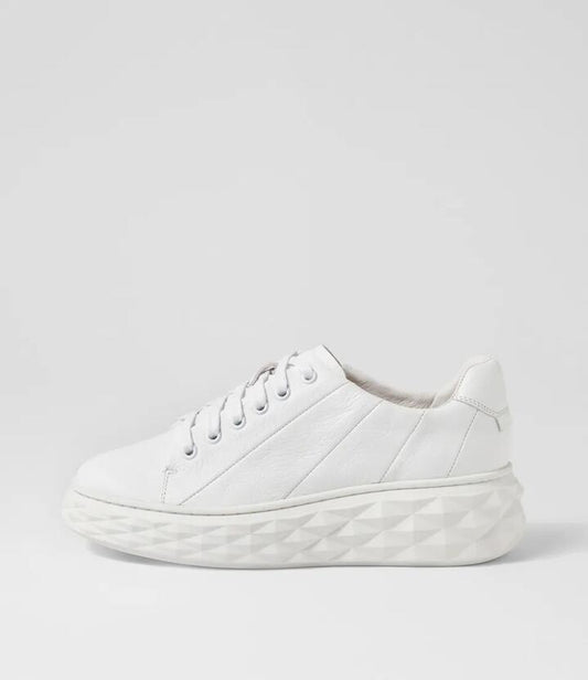 Image of Sneakers. Productname: Irice White Leather Sneakers in WHITE-WHITE SOLE colour by brand - MIDAS