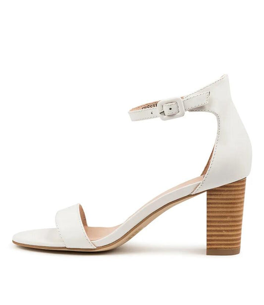 Image of Sandals. Productname: Gessie White Veneer Heel Sandals in WHITE-VENEER HEEL colour by brand - MOLLINI