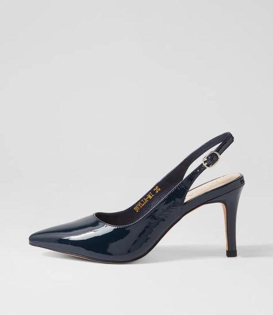 Image of Heels. Productname: Beylia Navy Patent Leather Heels in NAVY colour by brand - MIDAS