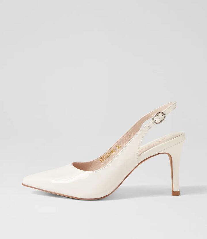 Image of Heels. Productname: Beylia Ivory Patent Leather Heels in Ivory colour by brand - MIDAS