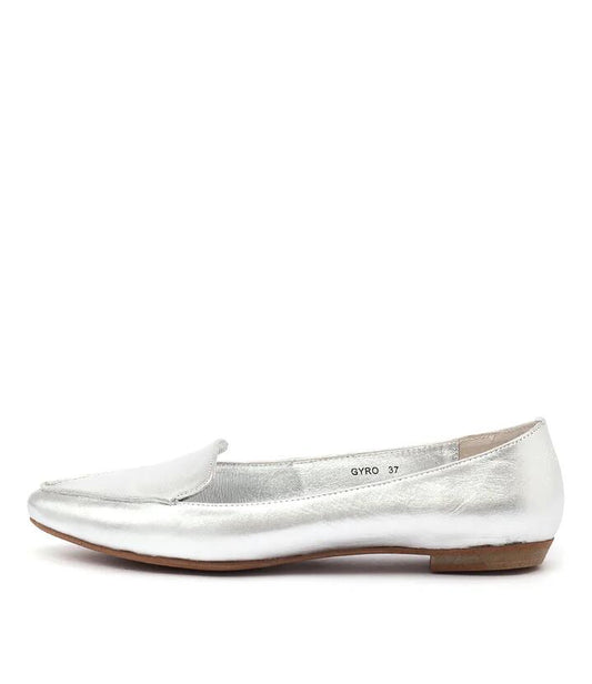 Image of Flats. Productname: Gyro Silver Leather Flats in SILVER colour by brand - MOLLINI