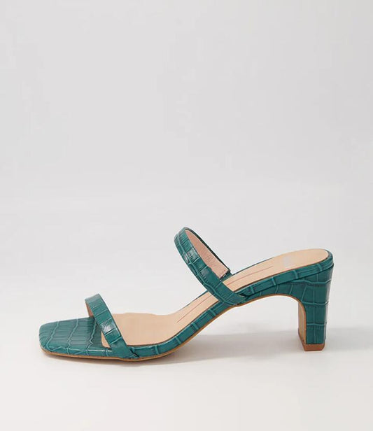 Image of Sandals. Productname: Hailed Teal Croc Mules in TEAL colour by brand - MOLLINI