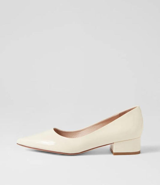 Image of Heels. Productname: Thego Cream Patent Leather Heels in CREAM colour by brand - MOLLINI